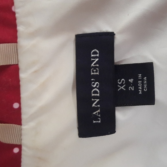 Lands End button front pink polka dot rain jacket/Trench SizeXS - Picture 13 of 14